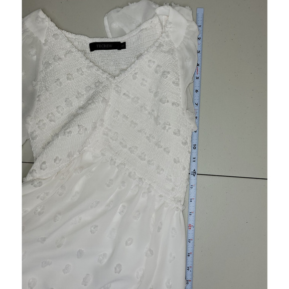 Teacrew Babydoll Mini Dress Size Small White Smocked Romantic Ruffles Boho Tired - Picture 11 of 12
